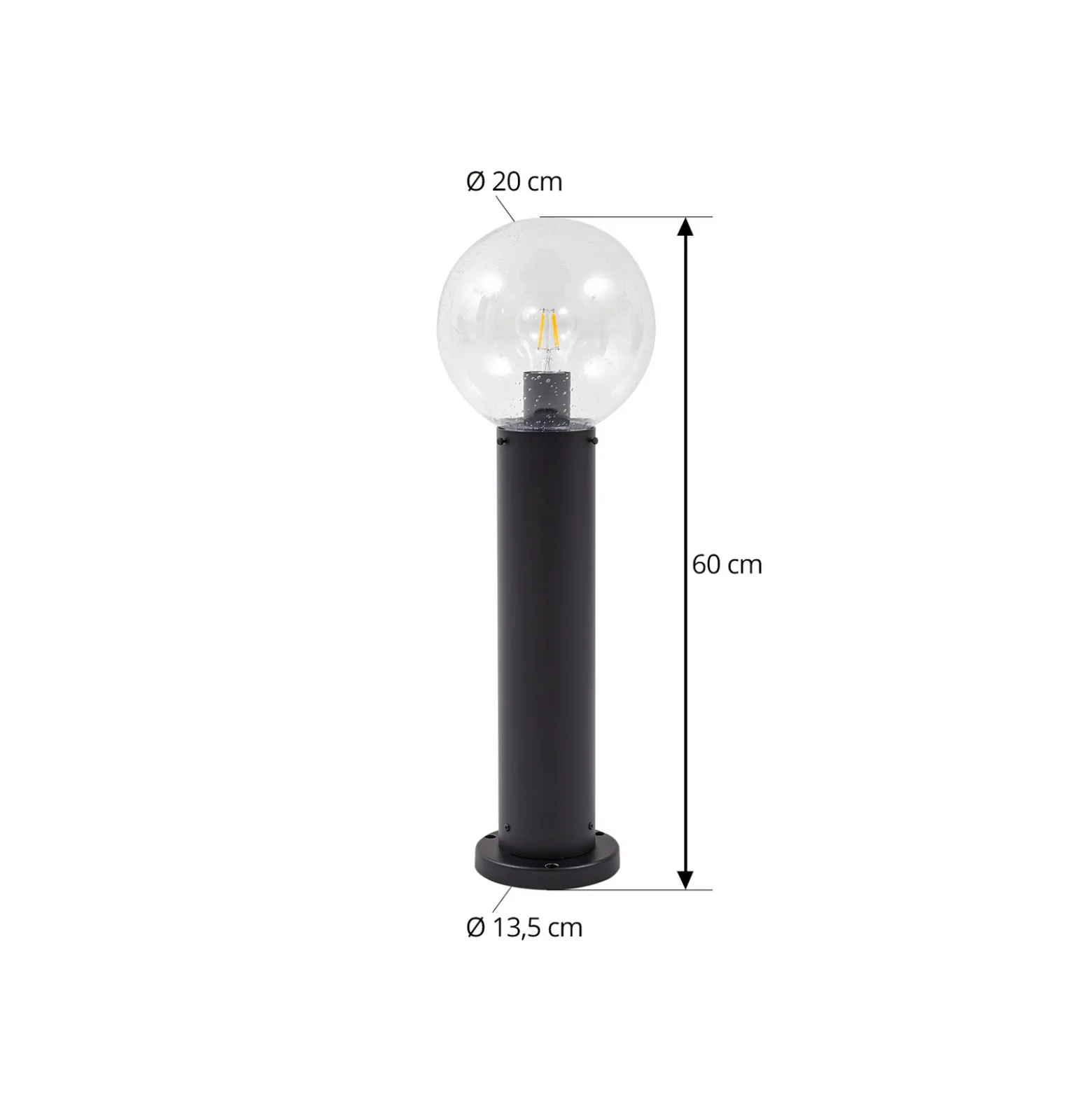 Lindby Dangan-pollarivalaisin, musta/kirkas, korkeus 60 cm, lasi