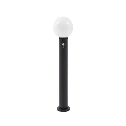 Lindby Dangan-pylväsvalaisin, musta/valkoinen, 90 cm, lasi, anturi