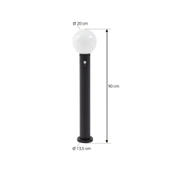 Lindby Dangan-pylväsvalaisin, musta/valkoinen, 90 cm, lasi, anturi