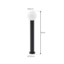 Lindby Dangan-pylväsvalaisin, musta/valkoinen, korkeus 90 cm, lasi