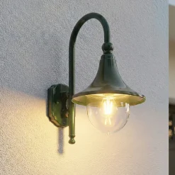 Lindby Daphne -ulkoseinävalaisin, vihreä, metalli, E27, IP44