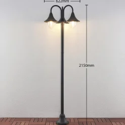Lindby Edric pylväsvalaisin, korkeus 215 cm, antrasiitti, alumiini