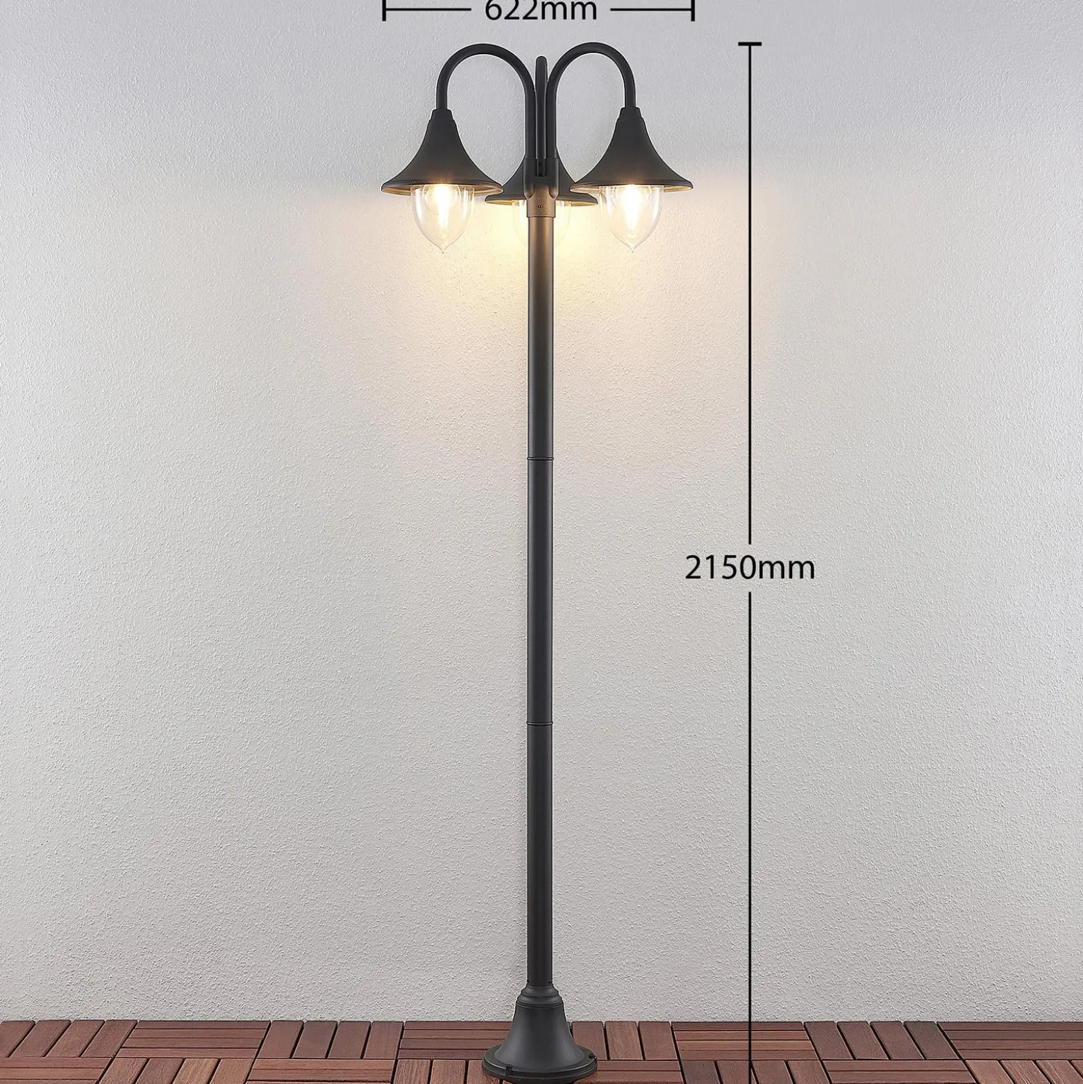Lindby Edric pylväsvalaisin, korkeus 215 cm, antrasiitti, alumiini