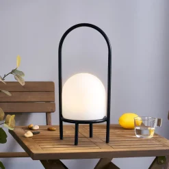 Lindby Eleia LED terassivalaisin, musta, metalli, ladattava akku