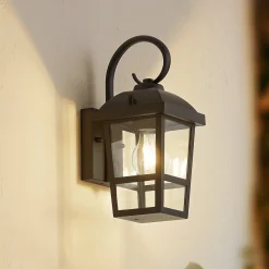 Lindby Eloane -ulkoseinävalaisin, musta, ruostumaton teräs, 29 cm