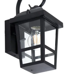 Lindby Eloane -ulkoseinävalaisin, musta, ruostumaton teräs, 29 cm