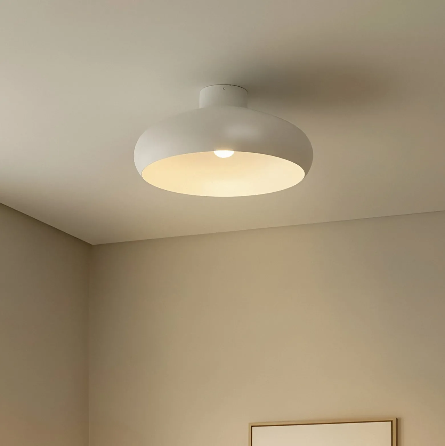 Lindby Elover kattovalaisin, beige, Ø 45 cm, rautaa