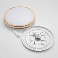 Lindby Emiva LED-kattovalaisin, 50 cm, vaalea puu, CCT