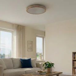 Lindby Emiva LED-kattovalaisin, 50 cm, vaalea puu, CCT