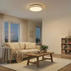 Lindby Emiva LED-kattovalaisin, 50 cm, vaalea puu, CCT
