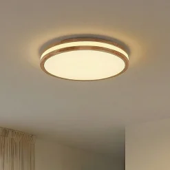 Lindby Emiva LED-kattovalaisin, 50 cm, vaalea puu, CCT