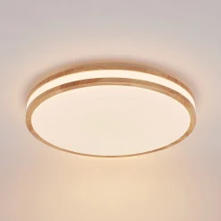 Lindby Emiva LED-kattovalaisin, 50 cm, vaalea puu, CCT
