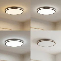 Lindby Emiva LED-kattovalaisin, halkaisija 50 cm, tumma puu, CCT