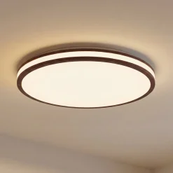 Lindby Emiva LED-kattovalaisin, halkaisija 50 cm, tumma puu, CCT