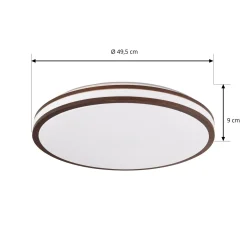 Lindby Emiva LED-kattovalaisin, halkaisija 50 cm, tumma puu, CCT