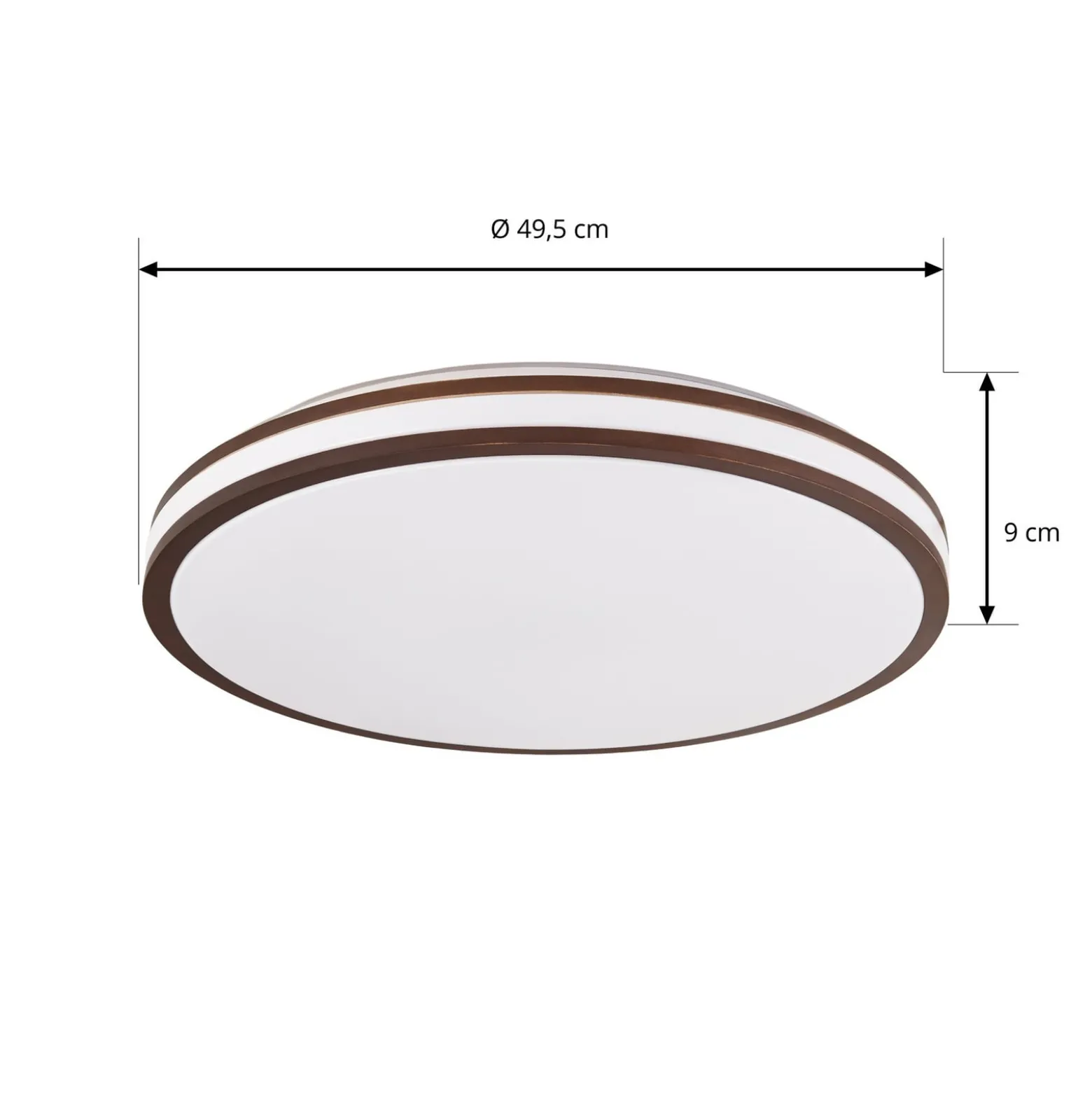 Lindby Emiva LED-kattovalaisin, halkaisija 50 cm, tumma puu, CCT