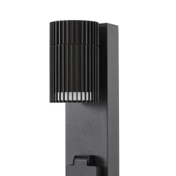 Lindby Enerio -pylväsvalaisin, musta, pistorasia, 80 cm, GU10