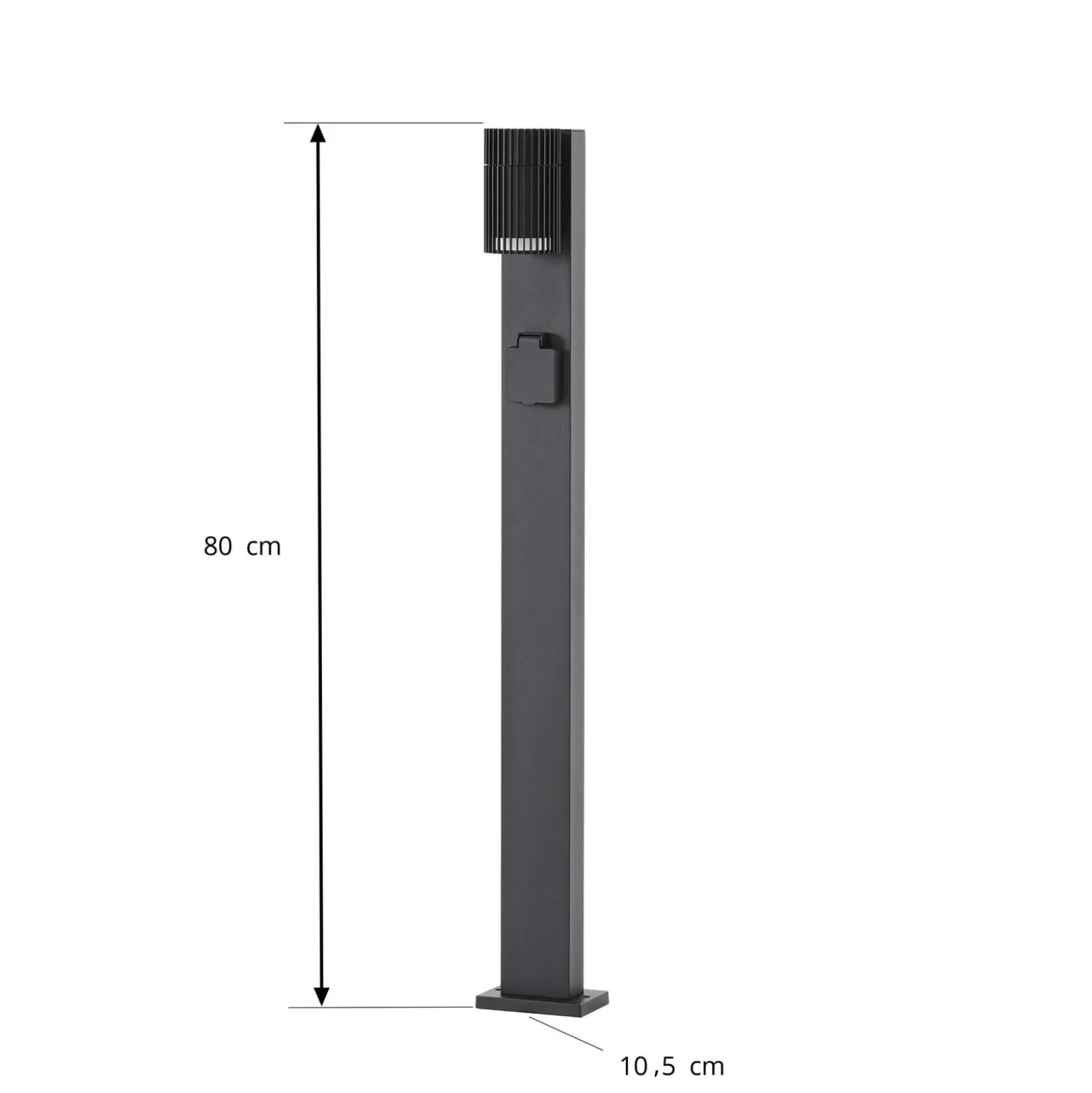 Lindby Enerio -pylväsvalaisin, musta, pistorasia, 80 cm, GU10