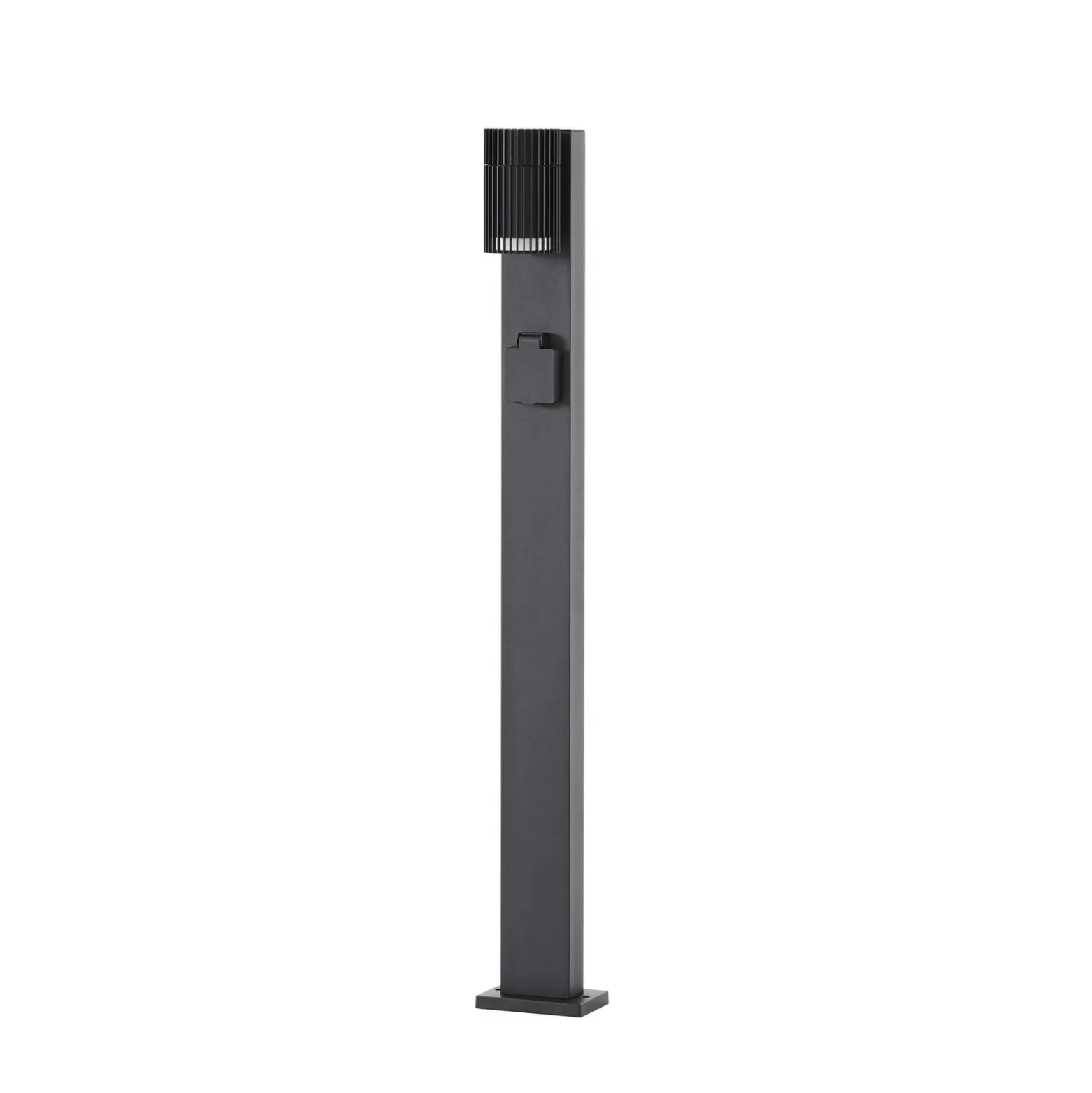Lindby Enerio -pylväsvalaisin, musta, pistorasia, 80 cm, GU10
