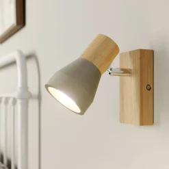 Lindby Filiz valonheitin, 12 cm korkea, puu, betoni, E14