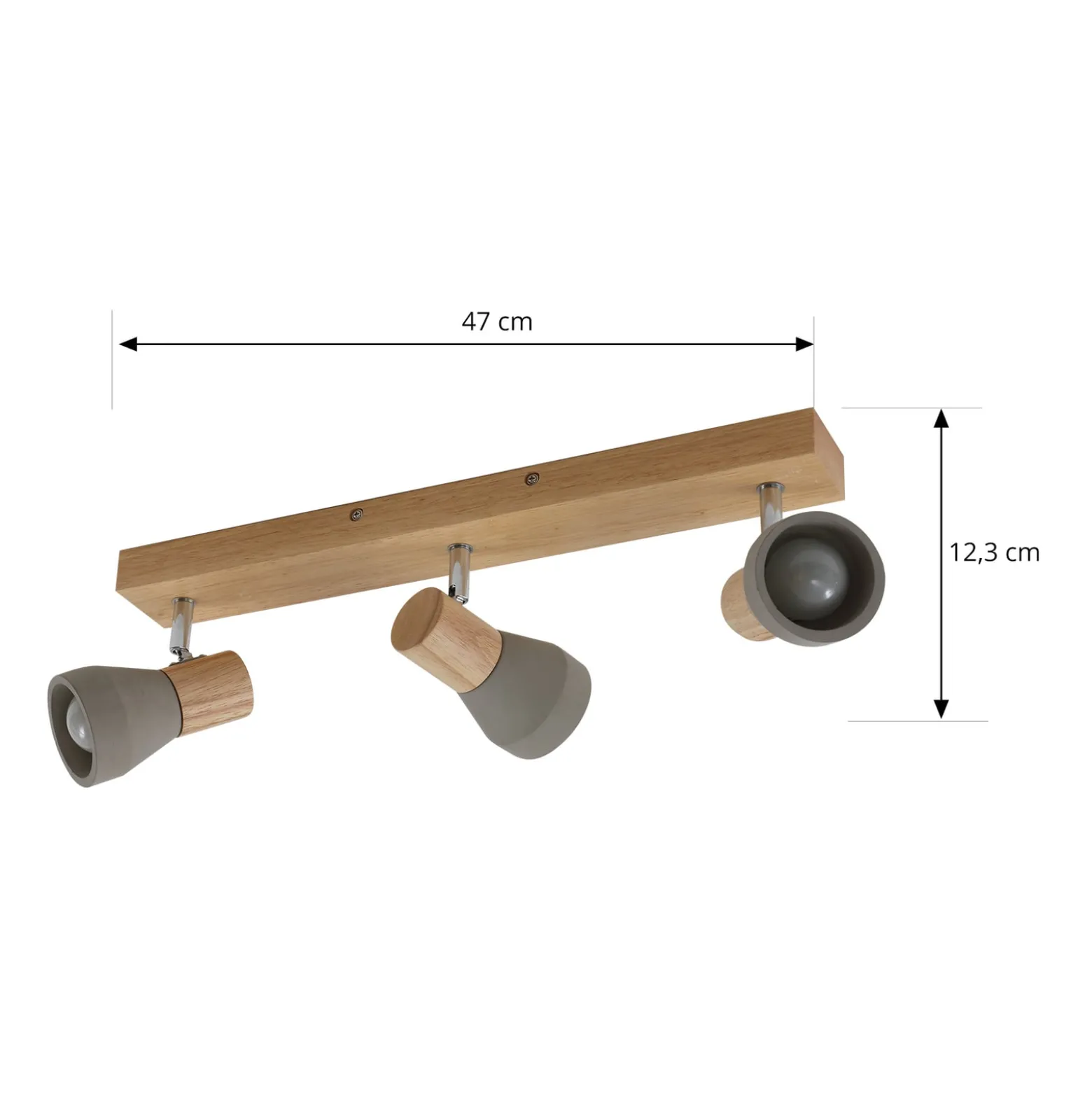 Lindby Filiz valonheitin, 3-valo, 47 cm pitkä, puu, betoni, E14