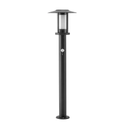 Lindby Gregory LED-seinävalaisin, 76cm, anturi, tummanharmaa, IP44