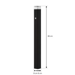 Lindby Halvar-pylväsvalaisin, 80 cm, musta, IP65, GU10, anturi