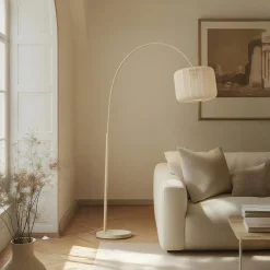 Lindby Helin-kaarivalaisin, beige, tekstiili, korkeus 198,5 cm