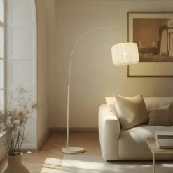 Lindby Helin-kaarivalaisin, beige, tekstiili, korkeus 198,5 cm