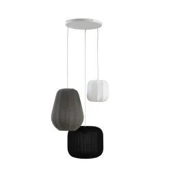 Lindby Helin riippuvalaisin, musta/valkoinen/harmaa, Ø 60 cm, 3-lamppuinen.