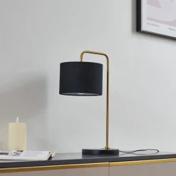 Lindby Hillary pöytävalaisin, musta/kulta, marmori, 49 cm