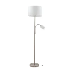 Lindby Jaileen lattiavalaisin, valkoinen, tekstiili, 170 cm, lukuvalo