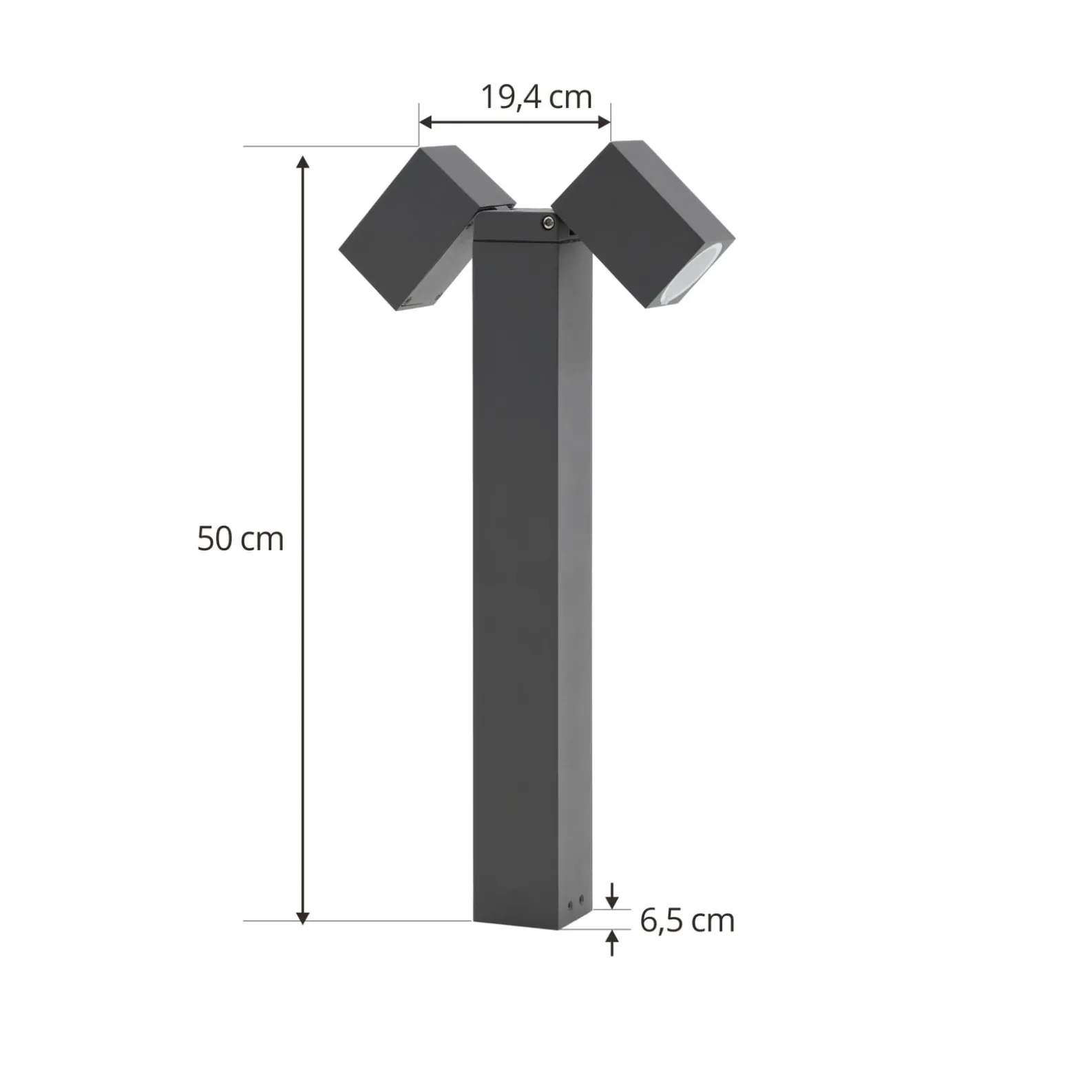 Lindby jalustavalaisin Othil, 2-valoinen, 50 cm, antrasiitti, metallia