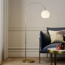Lindby kaarilamppu Cynthia, messinkivärinen, lasi, 140 cm, E27