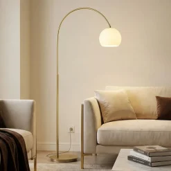 Lindby kaarilamppu Cynthia, messinkivärinen, lasi, 140 cm, E27