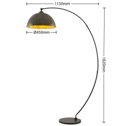 Lindby kaarilamppu Jonera, harmaa, metalli, E27, 185 cm korkeus