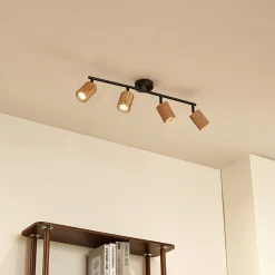 Lindby kattokohdevalo Stralino, 4-lamppuinen, pituus 60 cm, puu