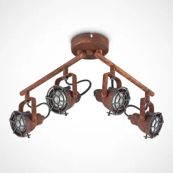 Lindby kattopilkku Scabra, 63 cm, ruosteenruskea, 4-valaisin, metallia