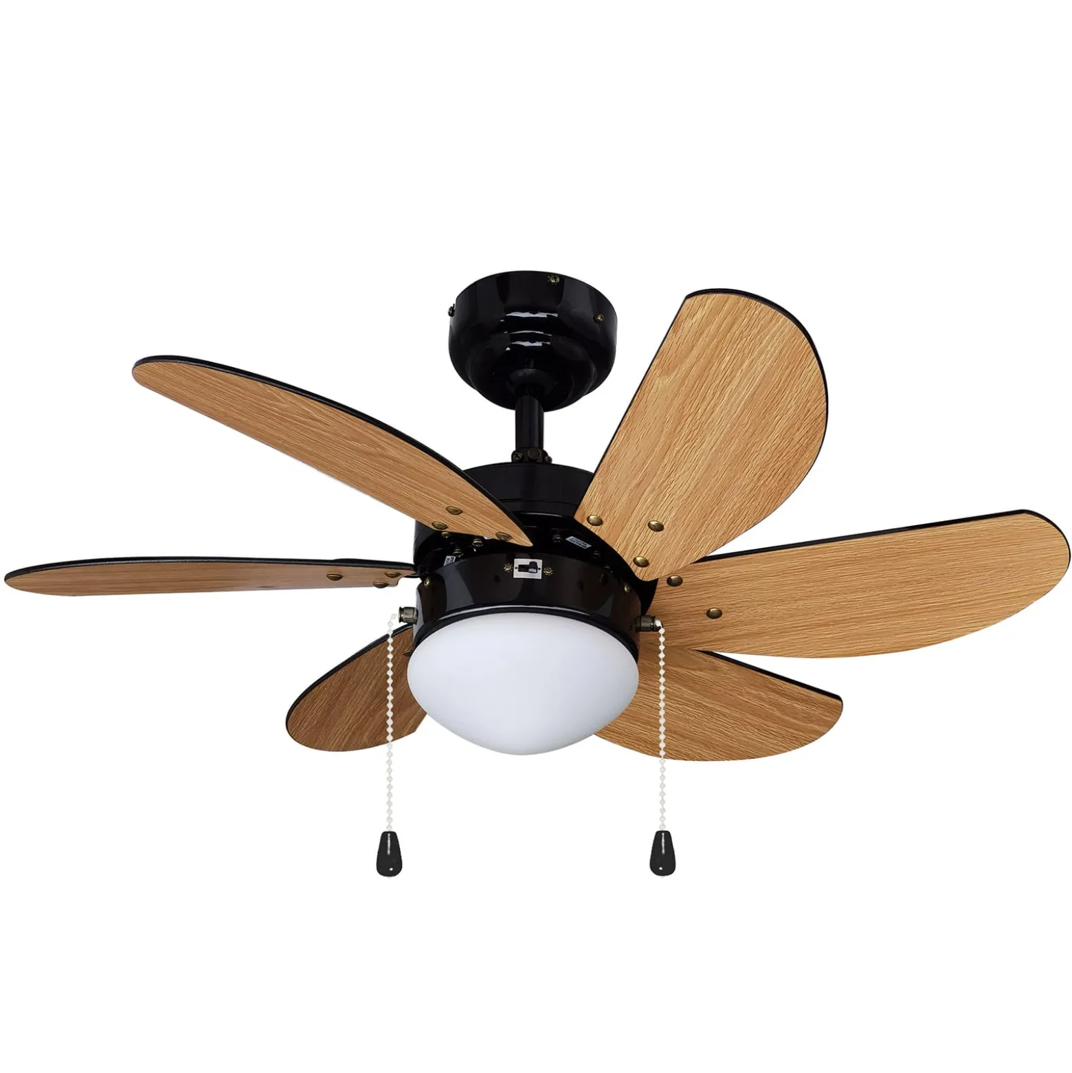 Lindby kattotuuletin Minja, musta, hiljainen, 78 cm, E14
