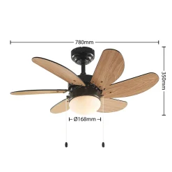 Lindby kattotuuletin Minja, musta, hiljainen, 78 cm, E14