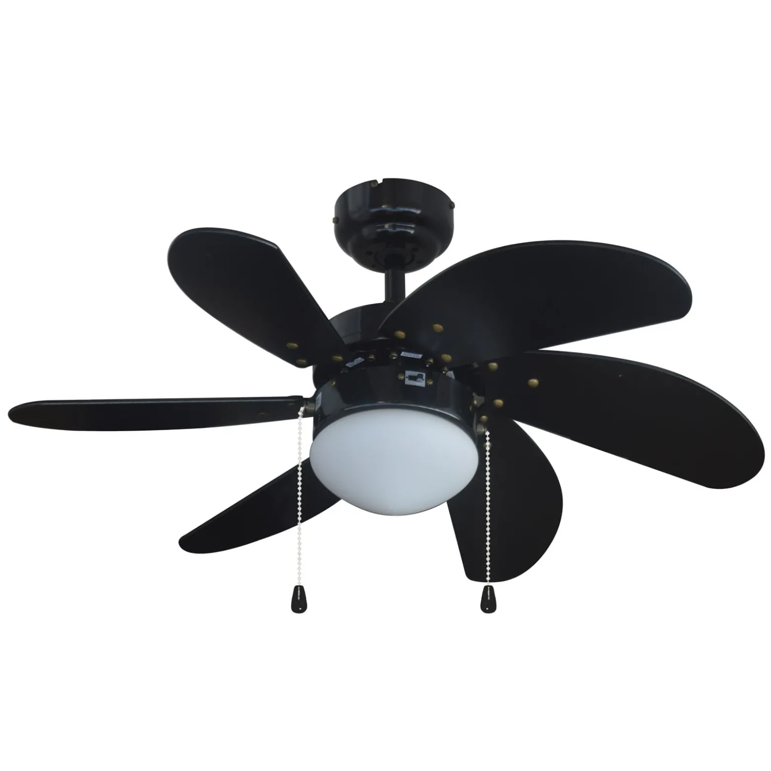 Lindby kattotuuletin Minja, musta, hiljainen, 78 cm, E14