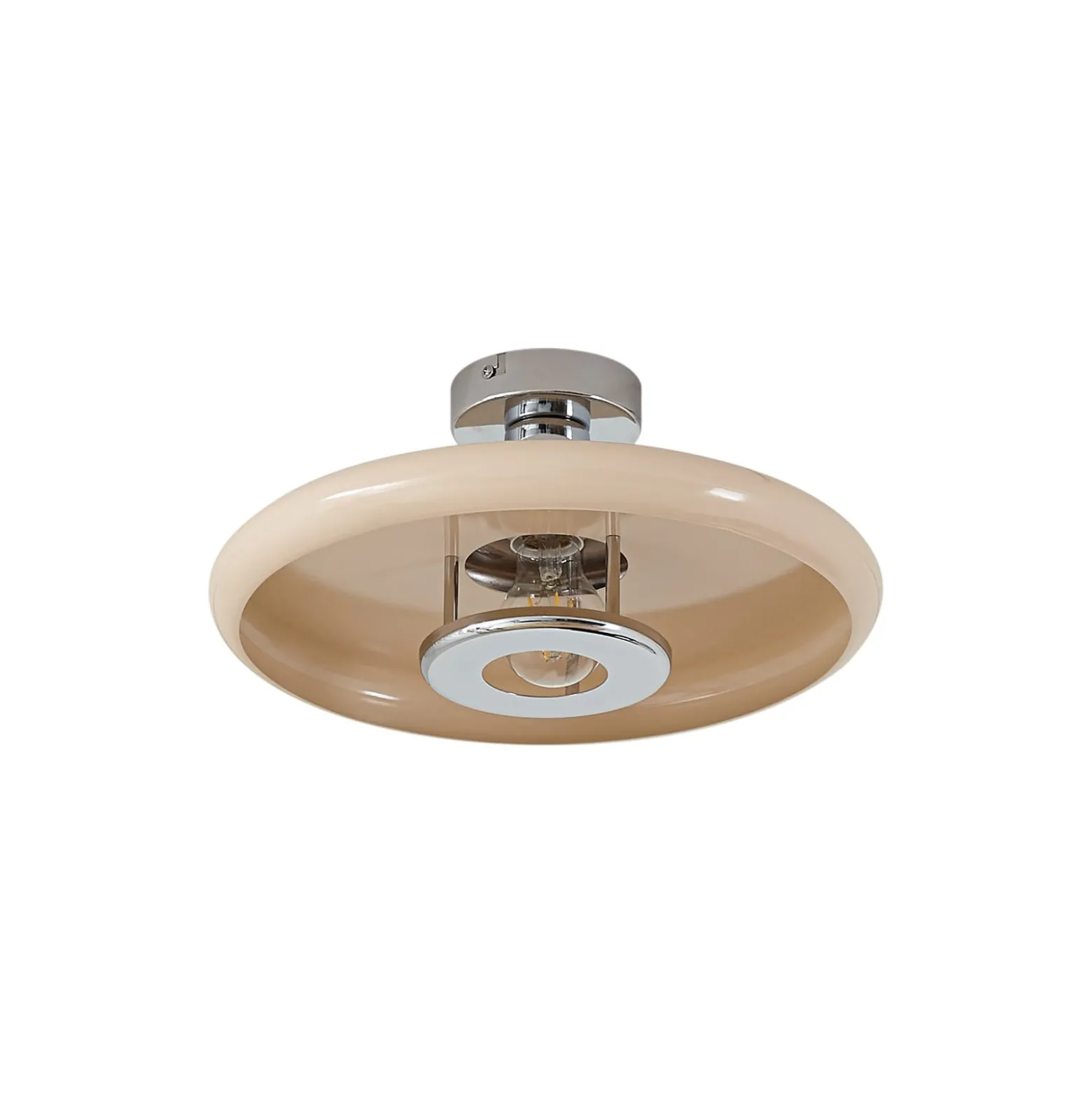 Lindby kattovalaisin Branford, retro, Ø 35 cm, beige, metalli