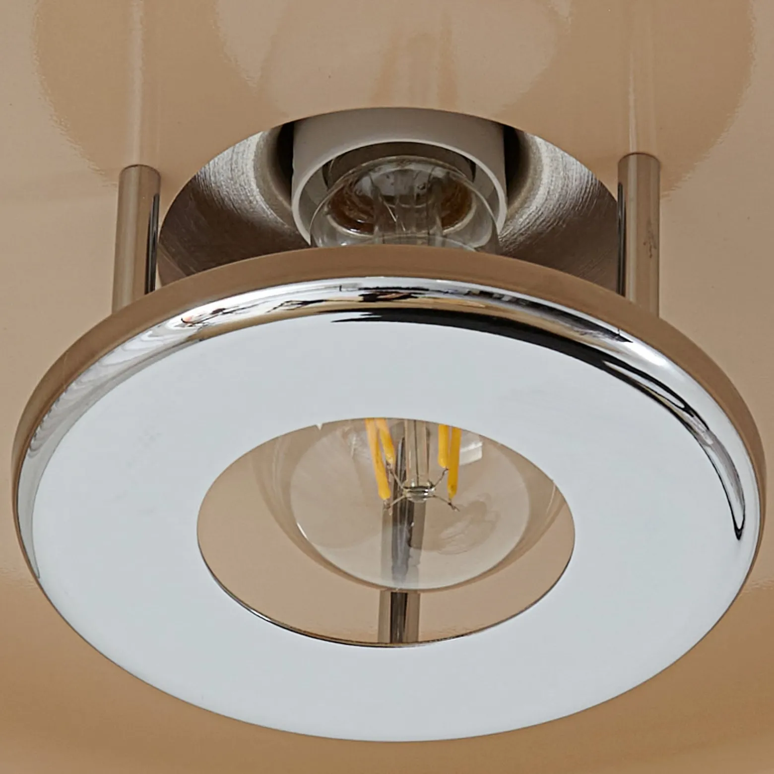 Lindby kattovalaisin Branford, retro, Ø 35 cm, beige, metalli