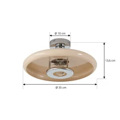 Lindby kattovalaisin Branford, retro, Ø 35 cm, beige, metalli