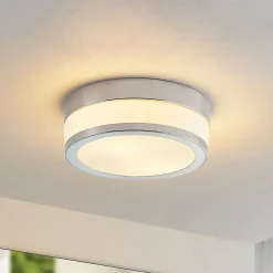 Lindby kattovalaisin Flavi, Ø 23 cm, kromi, lasi, IP44, E27
