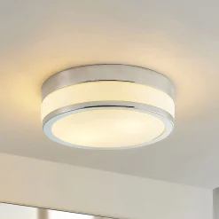 Lindby kattovalaisin Flavi, Ø 28 cm, kromi, lasi, IP44, E27