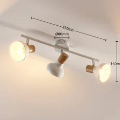 Lindby kattovalaisin Fridolin, 50cm, 3-valoinen, valkoinen, metallia