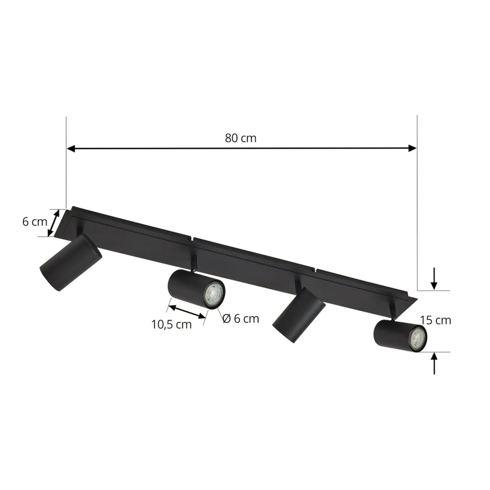Lindby kattovalaisin Joffrey, 80 cm, musta, 4-valo, GU10