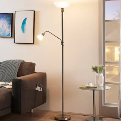 Lindby kattovalaisin Jost, 180 cm, nikkelin värinen, lukuvalot, lukuvalo