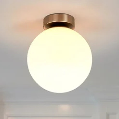 Lindby kattovalaisin Lennie, valkoinen, lasi, Ø 20 cm, IP44, E27